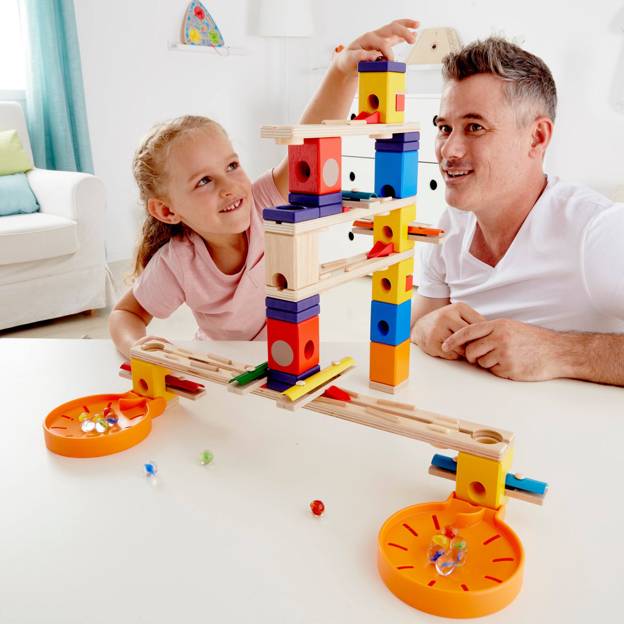 Hape Quadrilla Wooden Music Motion Marble Run Construction Set